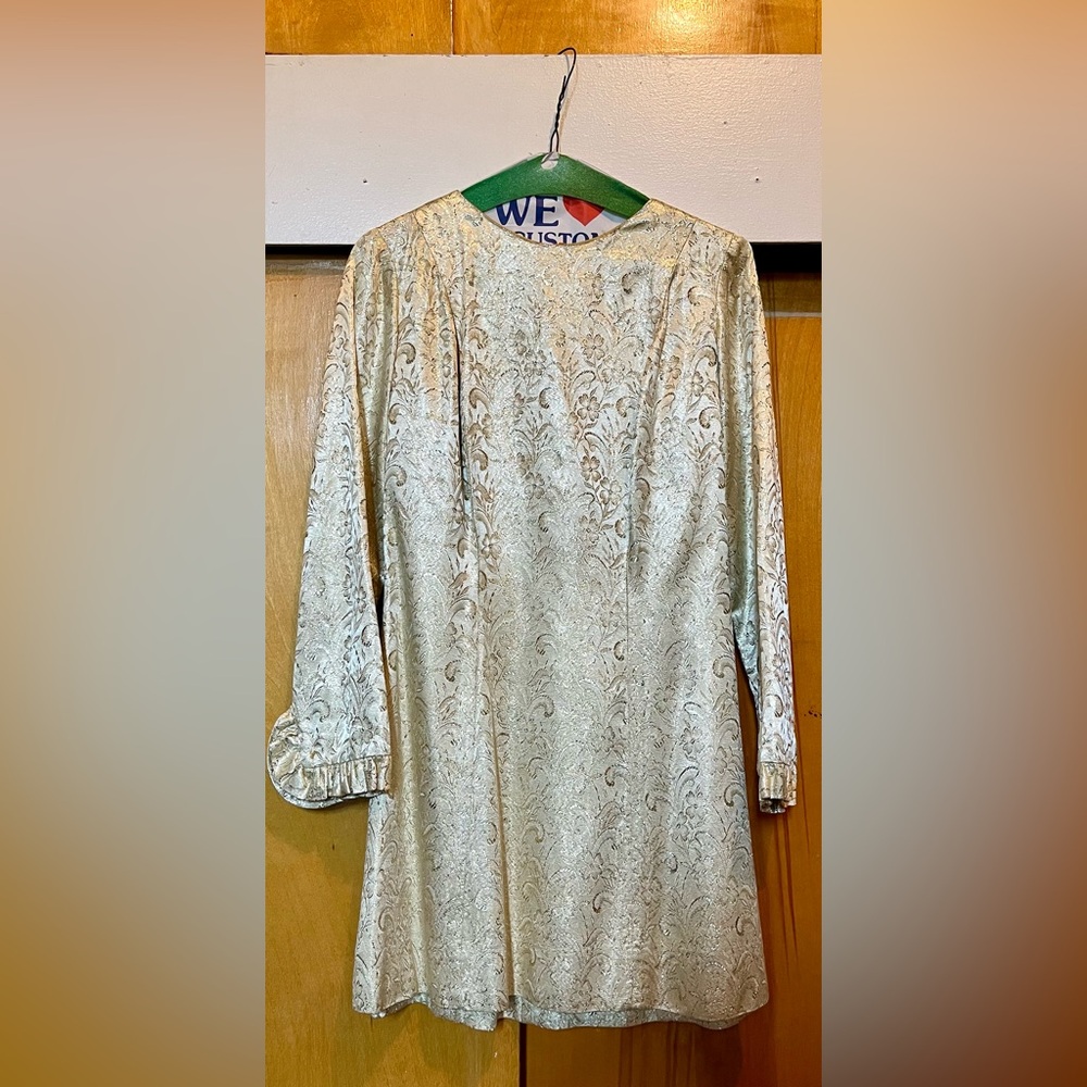 Vintage 1960’s Edna Oliver Waikiki Hawaiian Gold Mini Dress.